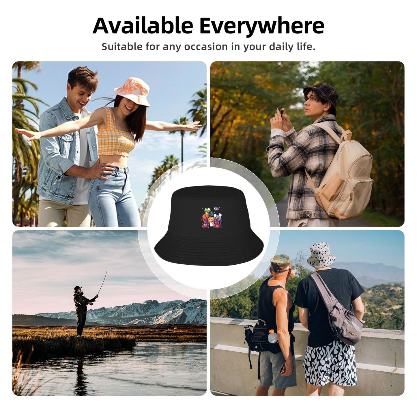 Adult Double Fisherman's Hat Bucket Hat (Regional Print) - YIHE Customize