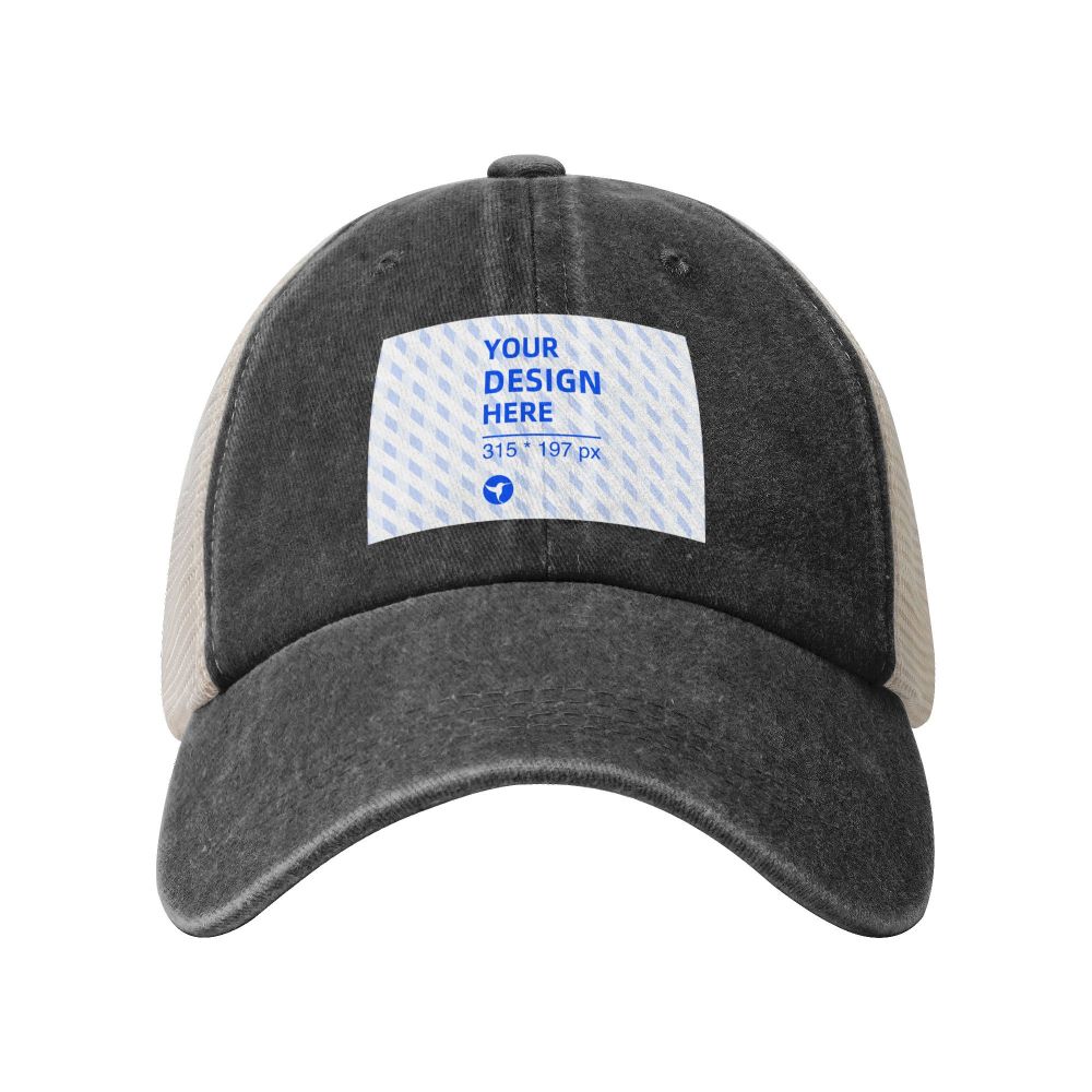 Washed Denim Mesh Cap Baseball Cap - YIHE Customize