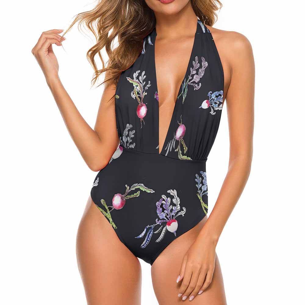 Deep V Neck Swimsuit 86% Polyester 14% Spandex